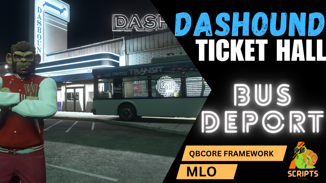 DASHOUND TICKETE HALL FOR GTAV FIVEM QB CORE SERVER | BUS DEPORT