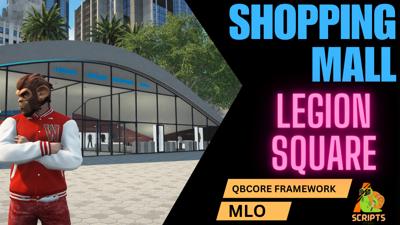Shpping Mall MLO For GTA V FiveM QB Core Server | Legion Square | Garden Area With Pound