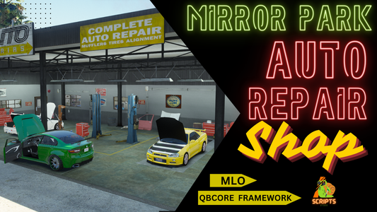 Mirror Park Auto Repair Shop For GTAV FIVEM CORE  SERVER | Car Workshop MLO | Tuning Shop MLO